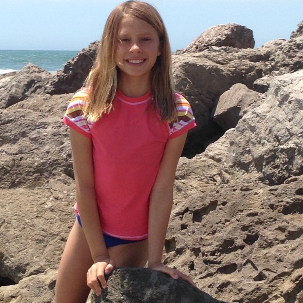 Orange/Striped Kids Rash Guard